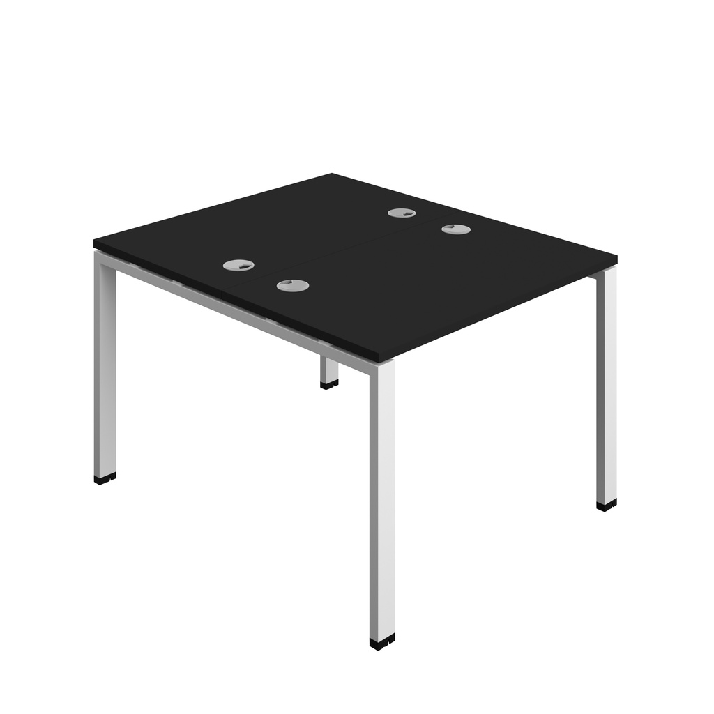 Synergy|2P Bench Desk|Cable Ports|Goal Post|1000X700|Black-White