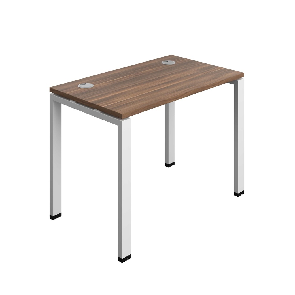 Synergy Bench With Cable Ports: 1 Person (Fsc) | Goal Post Leg | 1000 X 700 | Dark Walnut/White