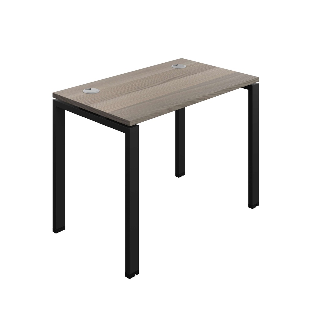 Synergy Bench With Cable Ports: 1 Person (Fsc) | Goal Post Leg | 1000 X 700 | Grey Oak/Black