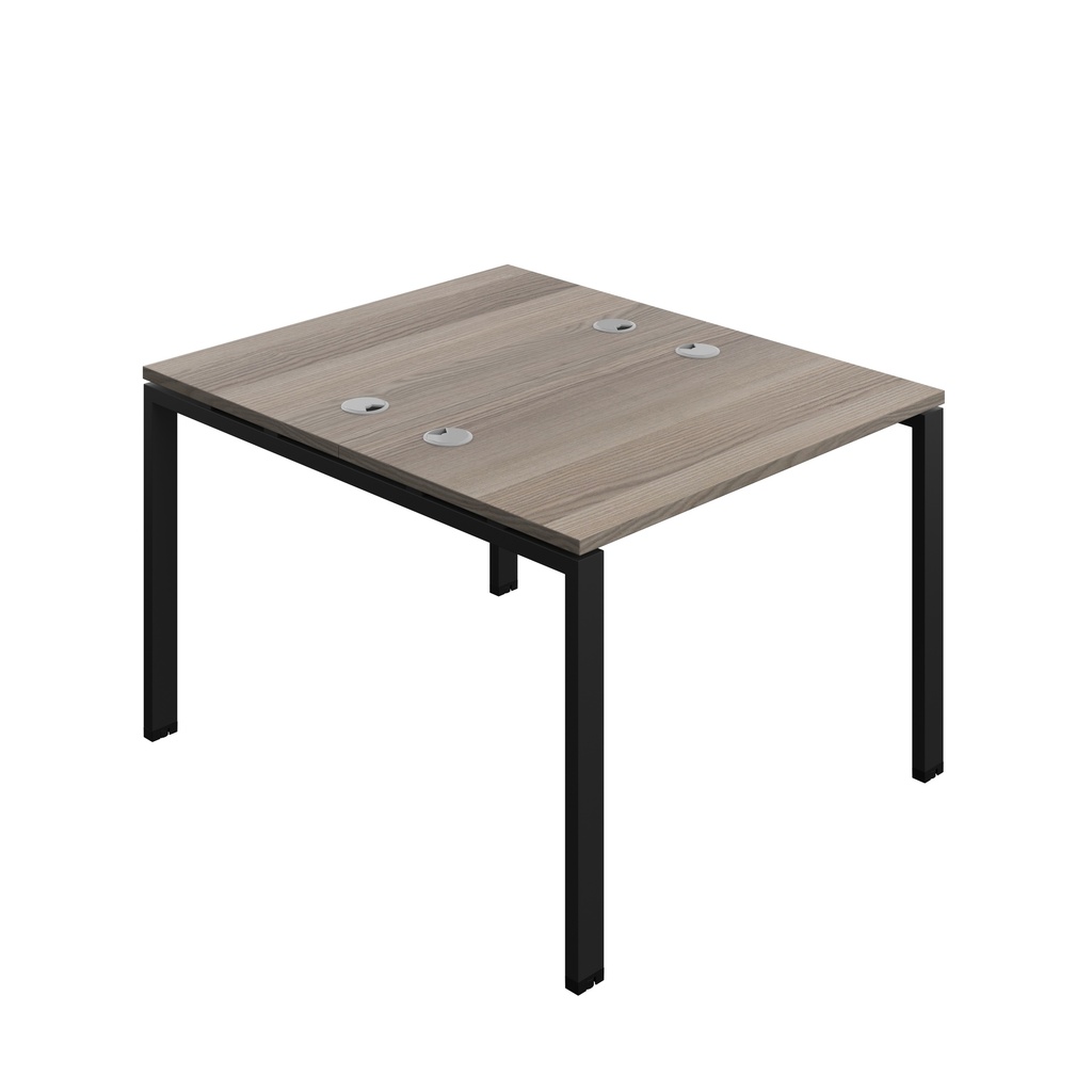 Synergy|2P Bench Desk|Cable Ports|Goal Post|1000X700|Grey Oak-Black