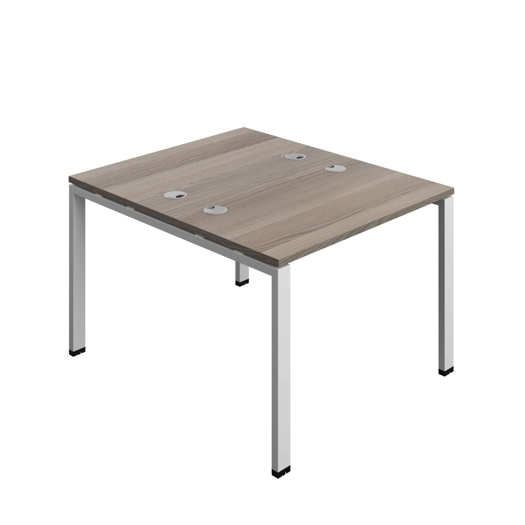 Synergy Bench With Cable Ports: 2 Person (Fsc) | Goal Post Leg | 1000 X 700 | Grey Oak/Silver