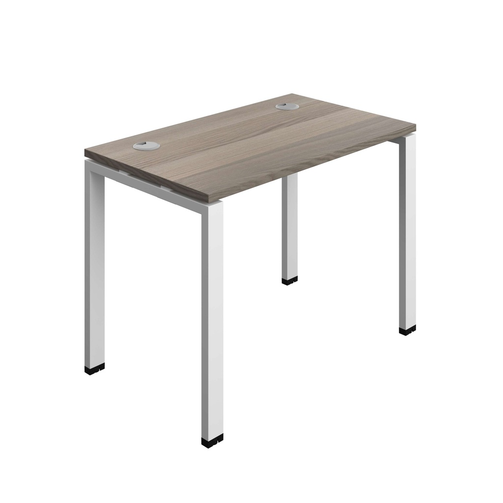 Synergy Bench With Cable Ports: 1 Person (Fsc) | Goal Post Leg | 1000 X 700 | Grey Oak/White