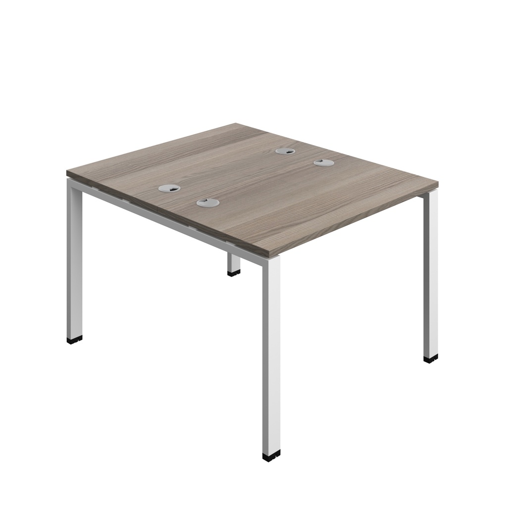 Synergy|2P Bench Desk|Cable Ports|Goal Post|1000X700|Grey Oak-White