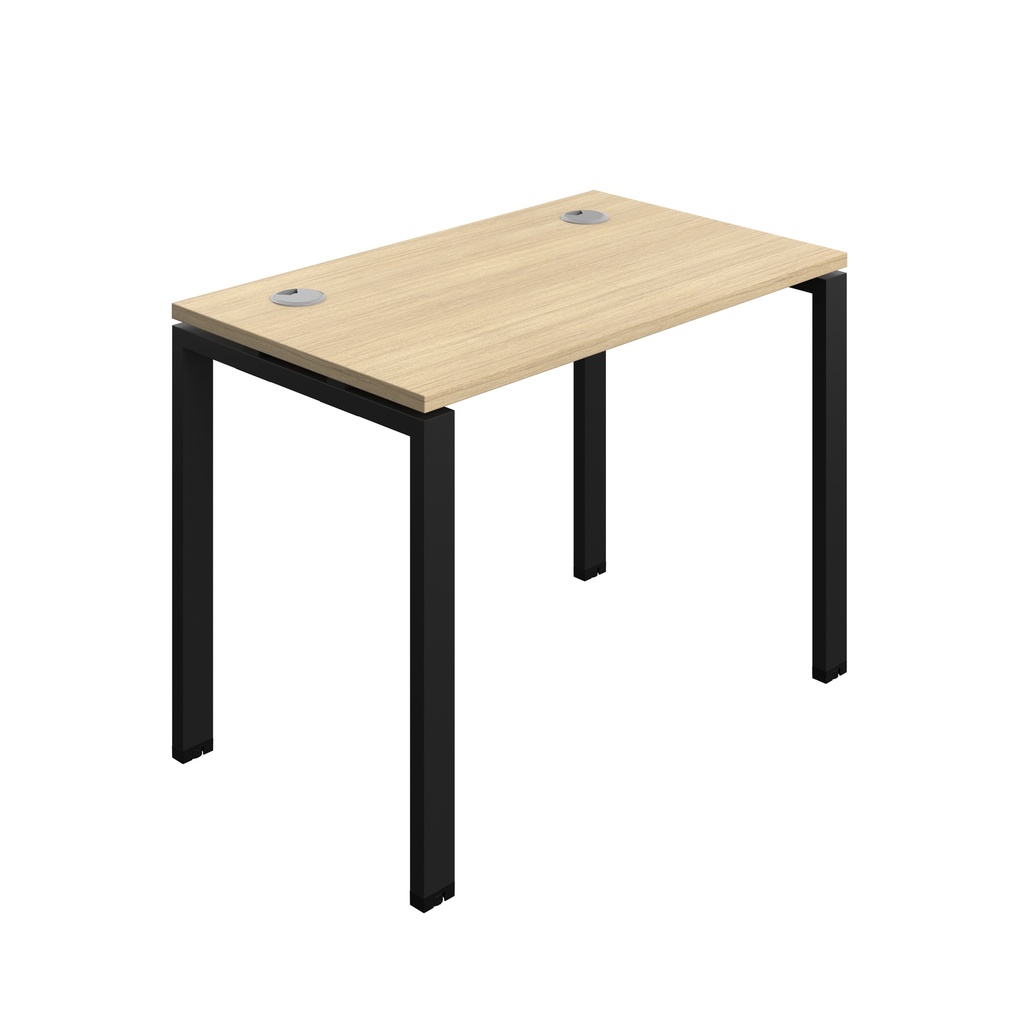 Synergy|1P Bench Desk|Cable Ports|Goal Post|1000X700|Nova Oak-Black