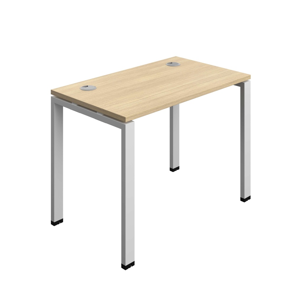 Synergy Bench With Cable Ports: 1 Person (Fsc) | Goal Post Leg | 1000 X 700 | Nova Oak/Silver