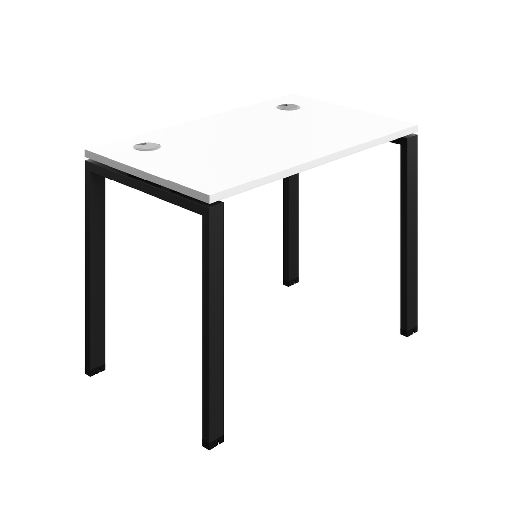Synergy|1P Bench Desk|Cable Ports|Goal Post|1000X700|White-Black