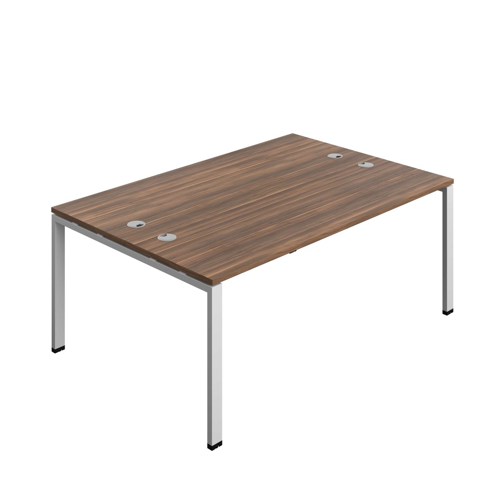 Synergy Bench With Cable Ports: 2 Person (Fsc) | Goal Post Leg | 1800 X 600 | Dark Walnut/Silver