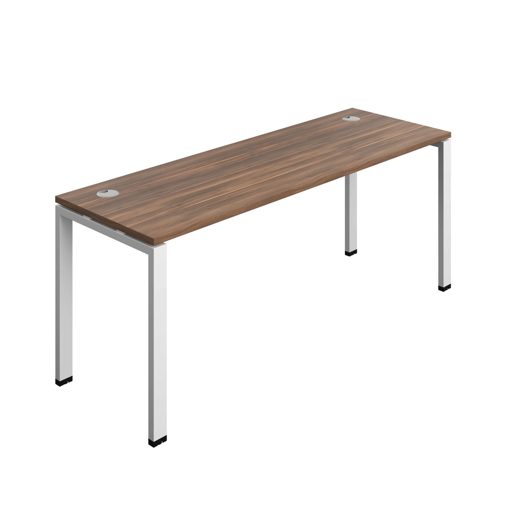 Synergy Bench With Cable Ports: 1 Person (Fsc) | Goal Post Leg | 1800 X 600 | Dark Walnut/White