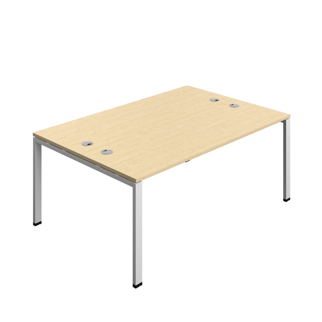 Synergy Bench With Cable Ports: 2 Person (Fsc) | Goal Post Leg | 1800 X 600 | Maple/Silver