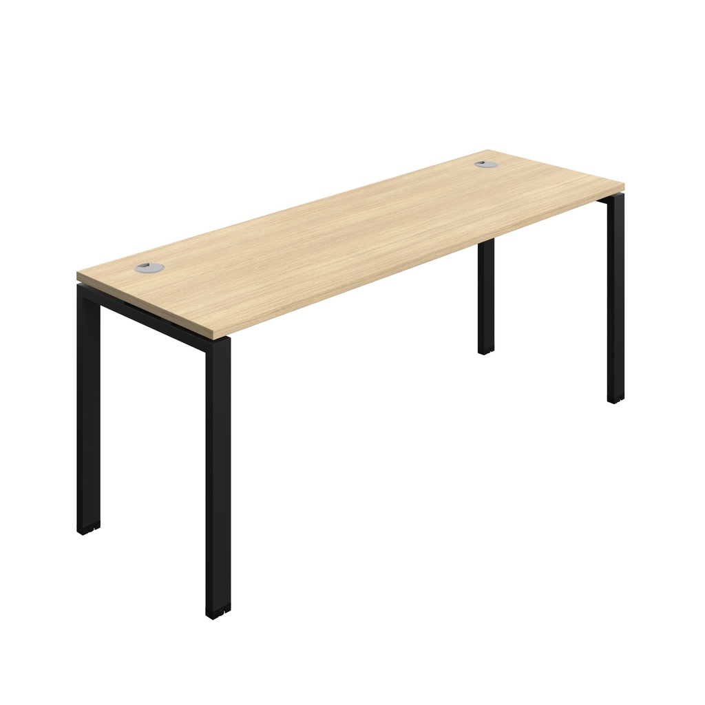Synergy|1P Bench Desk|Cable Ports|Goal Post|1800X600|Nova Oak-Black