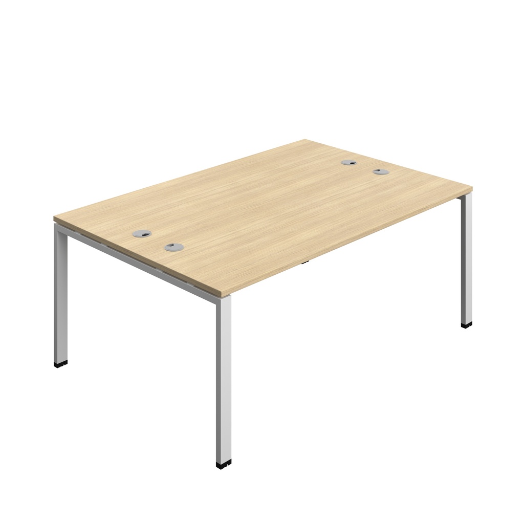 Synergy|2P Bench Desk|Cable Ports|Goal Post|1800X600|Nova Oak-Silver