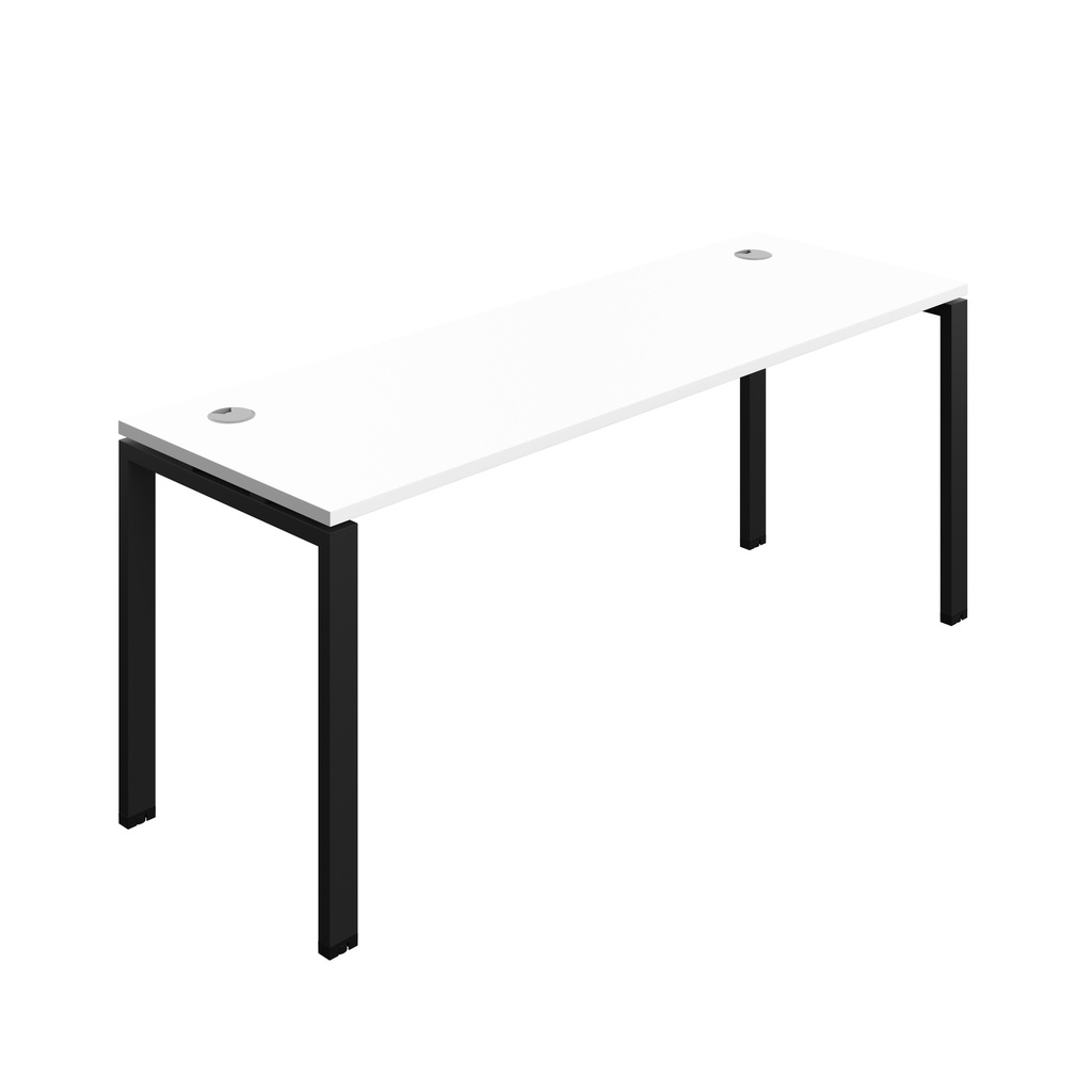 Synergy|1P Bench Desk|Cable Ports|Goal Post|1800X600|White-Black