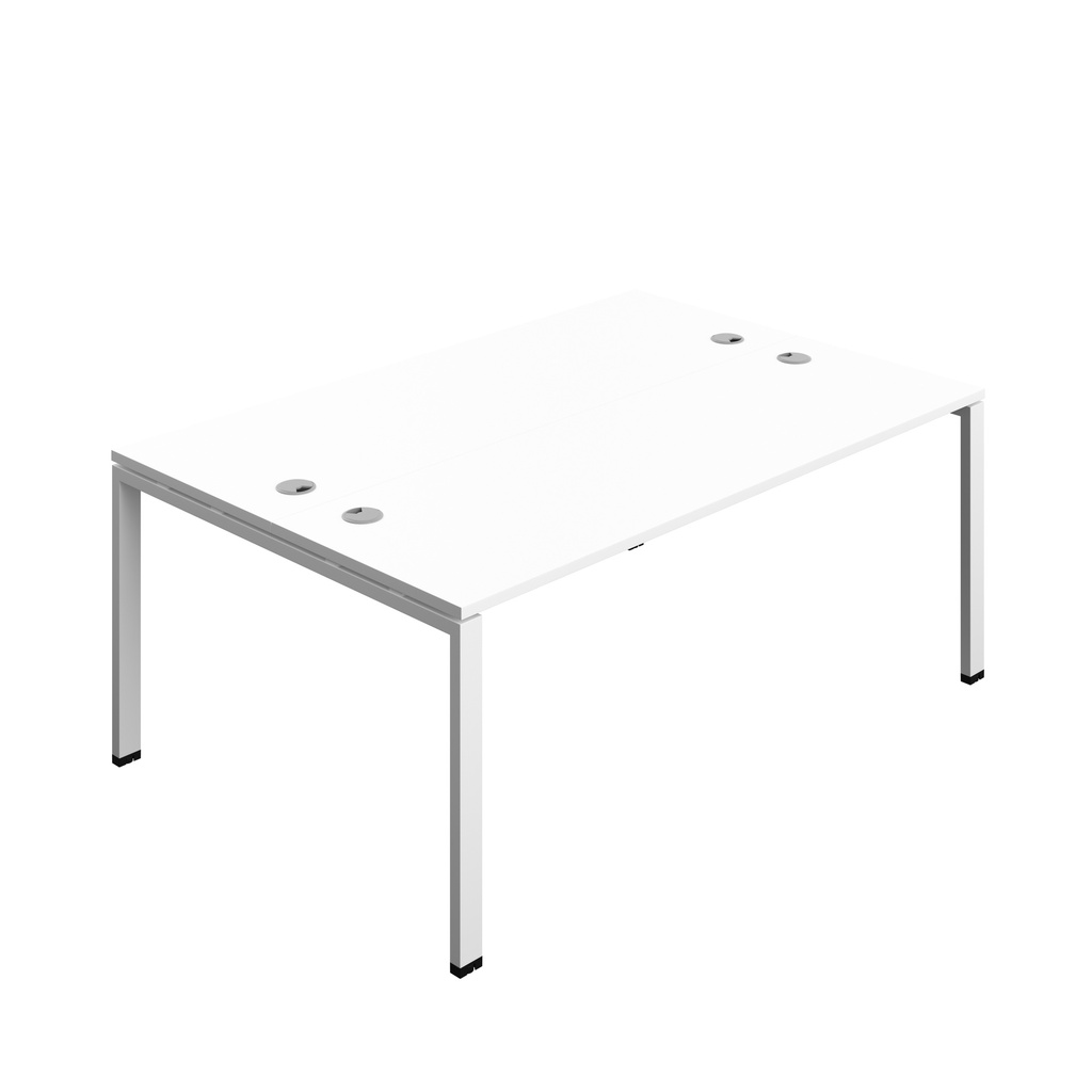 Synergy|2P Bench Desk|Cable Ports|Goal Post|1800X800|White-White