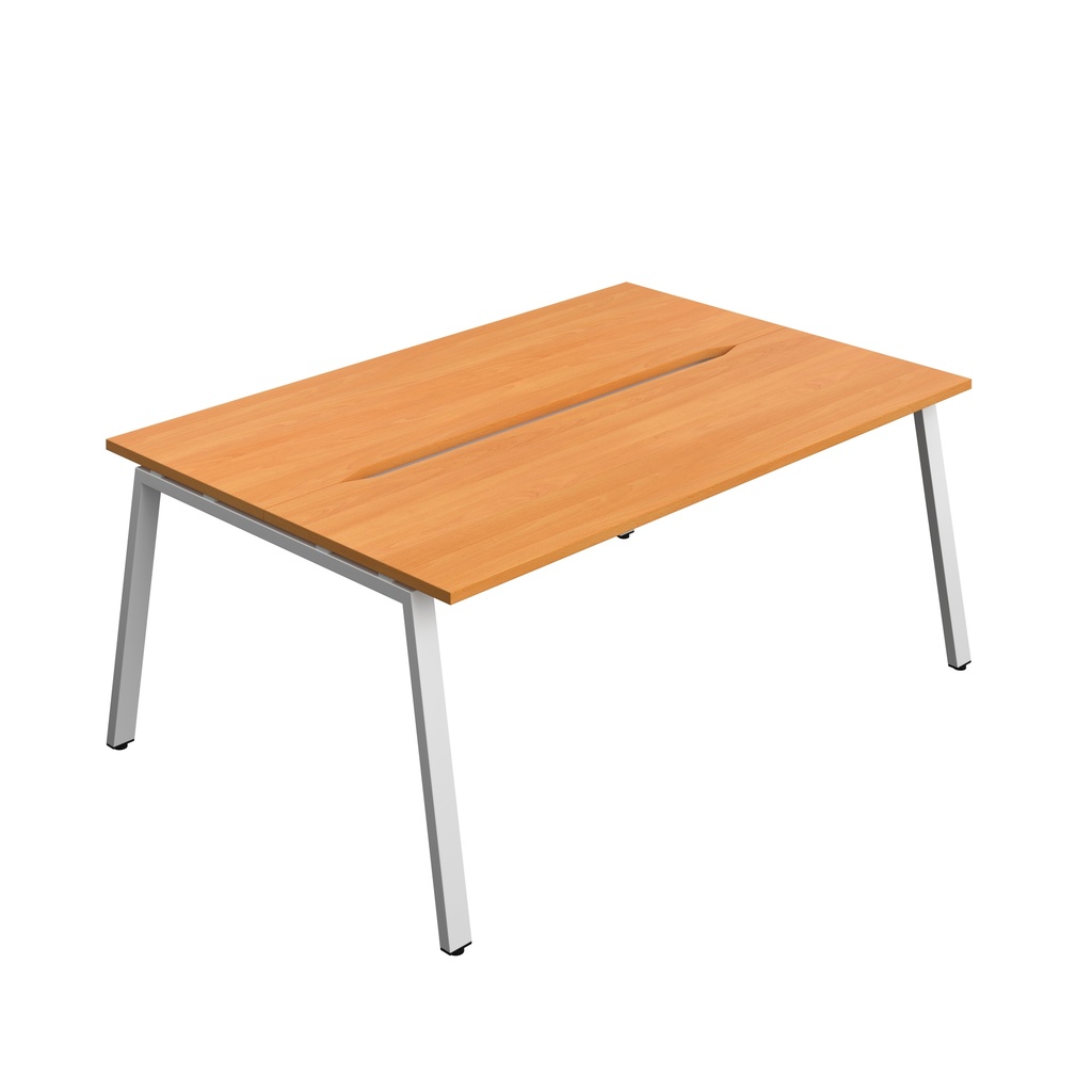 Synergy|2P Bench Desk|Cut Out|A-Frame|1800X700|Beech-Silver