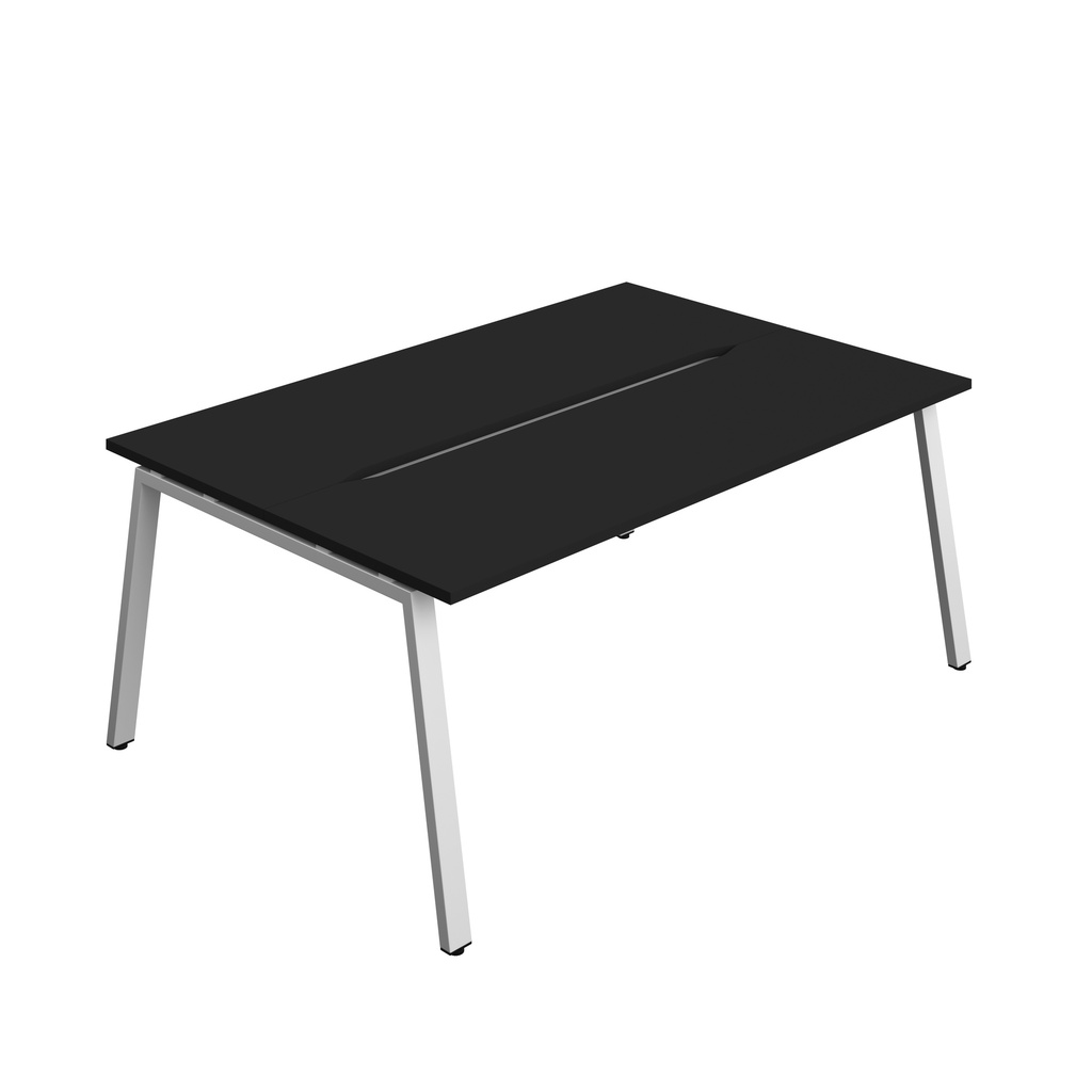 Synergy Bench With Cut Out: 2 Person (Fsc) | A-Frame Leg | 1800 X 700 | Black/Silver
