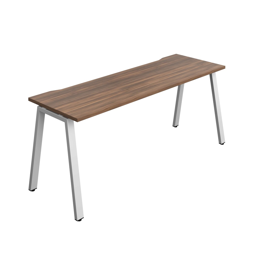 Synergy Bench With Cut Out: 1 Person (Fsc) | A-Frame Leg | 1800 X 700 | Dark Walnut/Silver