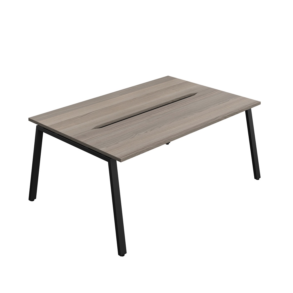 Synergy Bench With Cut Out: 2 Person (Fsc) | A-Frame Leg | 1800 X 700 | Grey Oak/Black