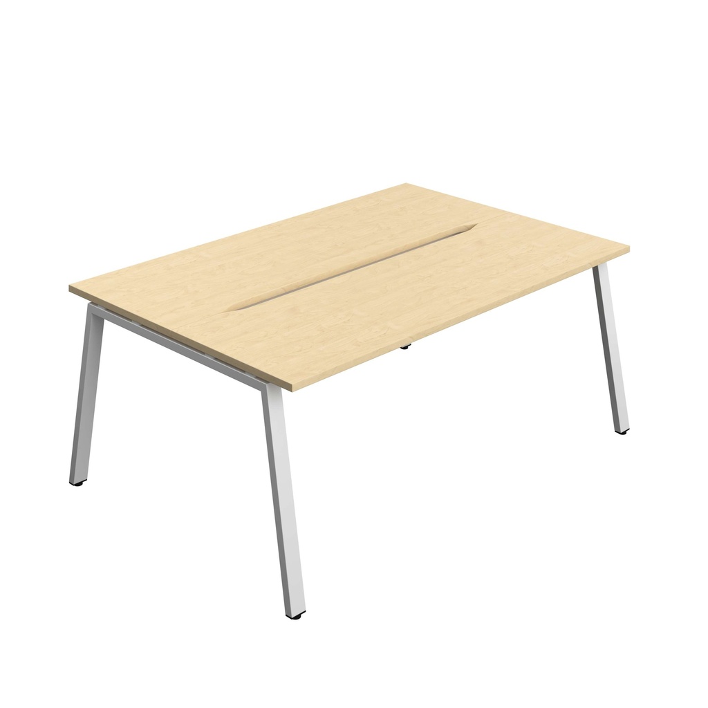 Synergy Bench With Cut Out: 2 Person (Fsc) | A-Frame Leg | 1800 X 700 | Maple/Silver