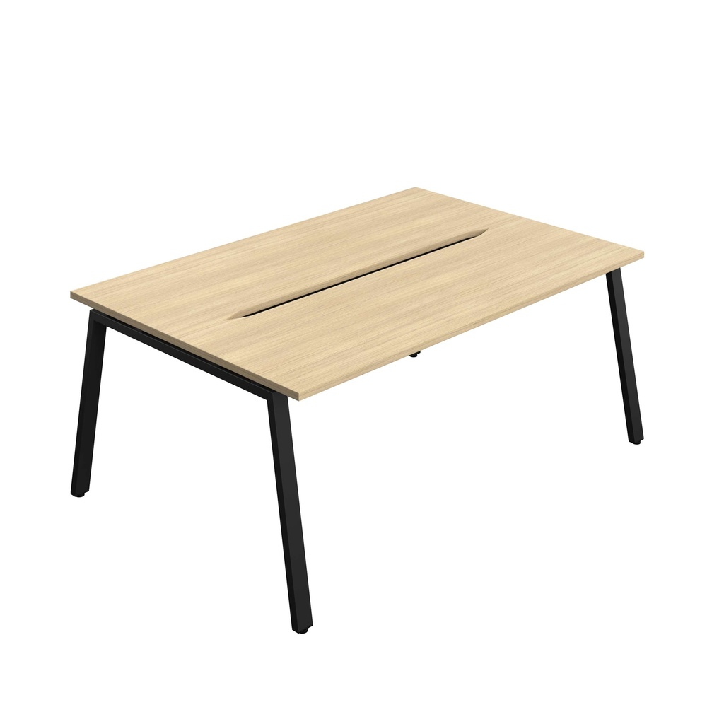 Synergy Bench With Cut Out: 2 Person (Fsc) | A-Frame Leg | 1800 X 700 | Nova Oak/Black