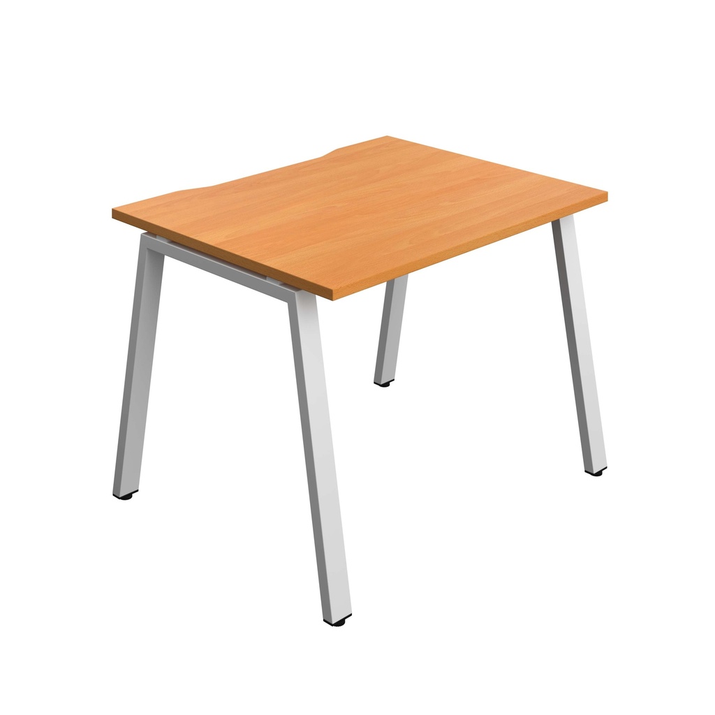 Synergy Bench With Cut Out: 1 Person (Fsc) | A-Frame Leg | 1000 X 800 | Beech/Silver