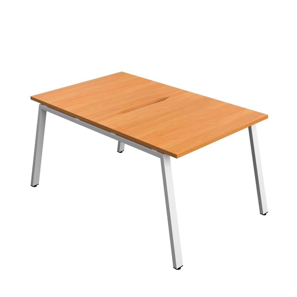 Synergy|2P Bench Desk|Cut Out|A-Frame|1000X800|Beech-White