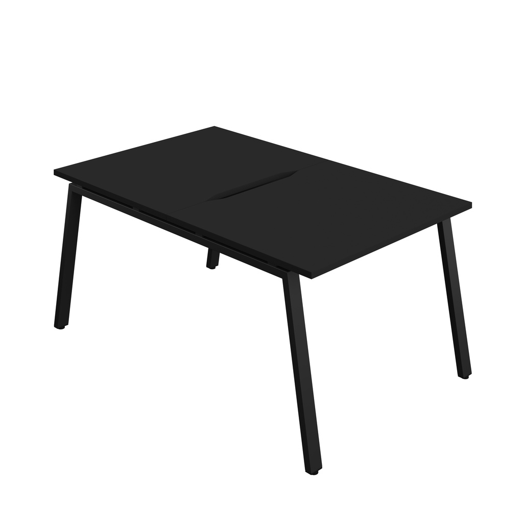 Synergy|2P Bench Desk|Cut Out|A-Frame|1000X800|Black-Black