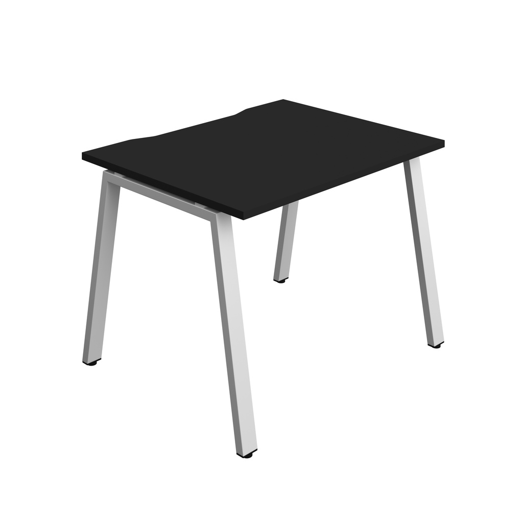 Synergy|1P Bench Desk|Cut Out|A-Frame|1000X800|Black-Silver