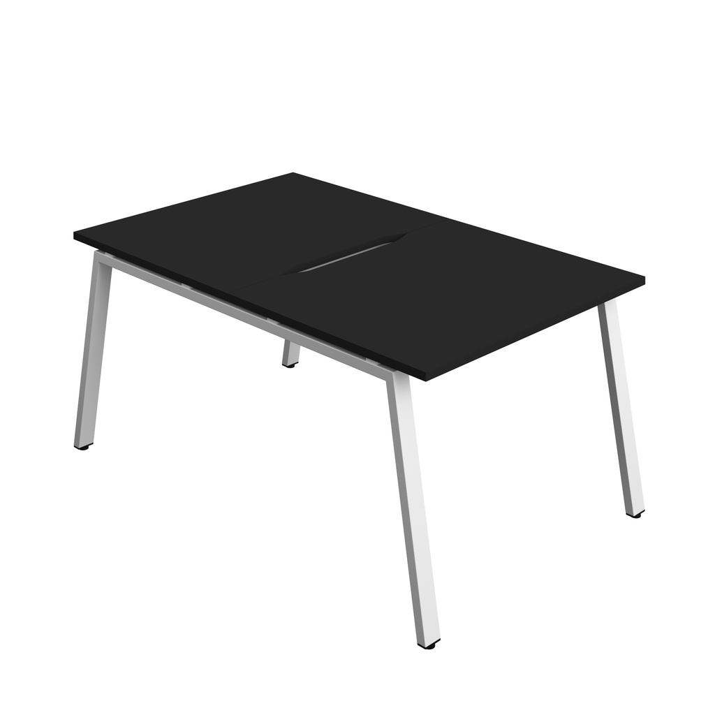 Synergy|2P Bench Desk|Cut Out|A-Frame|1000X800|Black-White