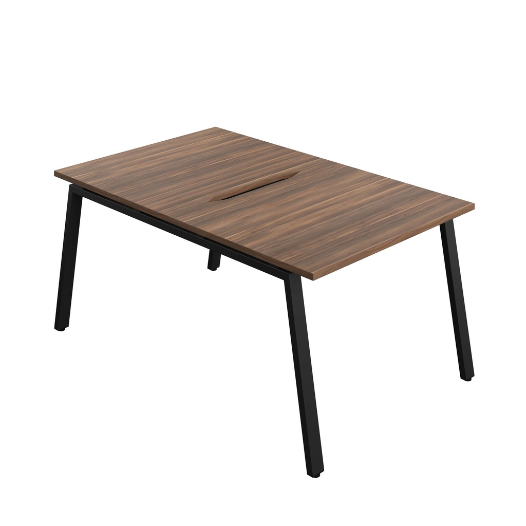 Synergy Bench With Cut Out: 2 Person (Fsc) | A-Frame Leg | 1000 X 800 | Dark Walnut/Black