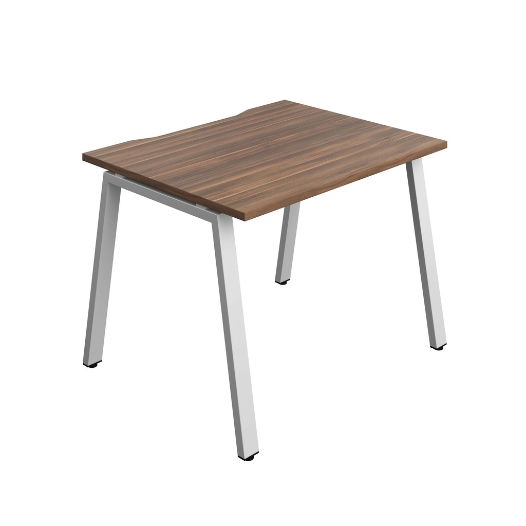 Synergy Bench With Cut Out: 1 Person (Fsc) | A-Frame Leg | 1000 X 800 | Dark Walnut/Silver