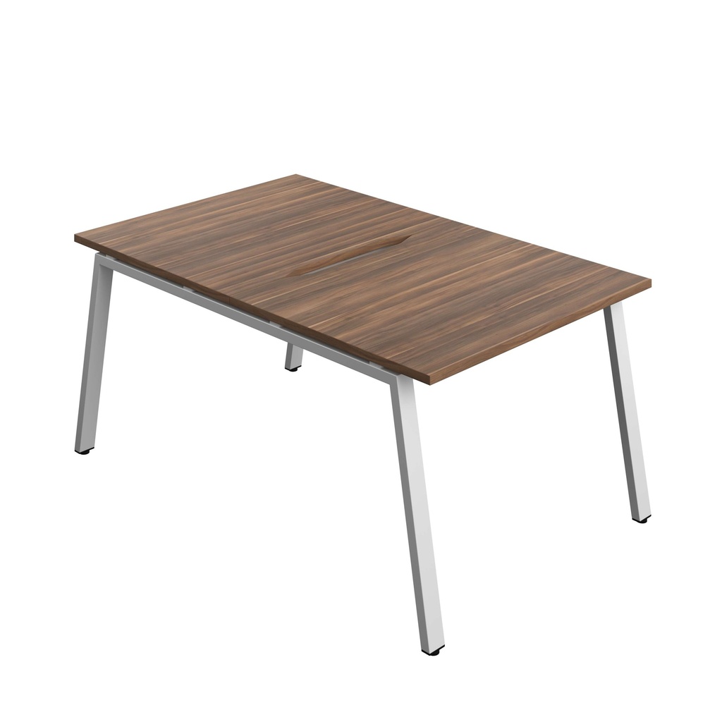Synergy Bench With Cut Out: 2 Person (Fsc) | A-Frame Leg | 1000 X 800 | Dark Walnut/Silver
