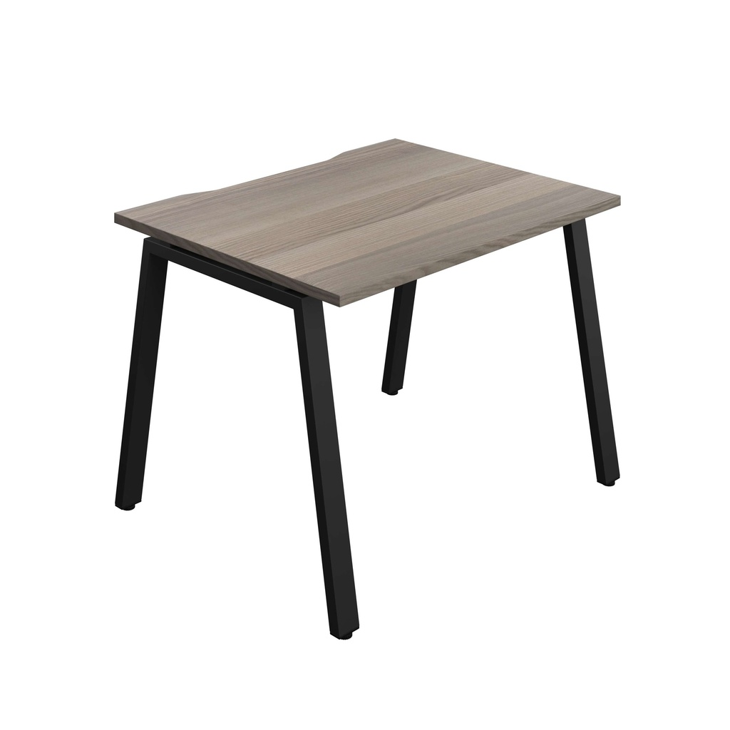 Synergy Bench With Cut Out: 1 Person (Fsc) | A-Frame Leg | 1000 X 800 | Grey Oak/Black