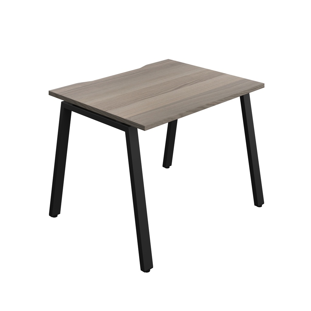 Synergy|1P Bench Desk|Cut Out|A-Frame|1000X800|Grey Oak-Black