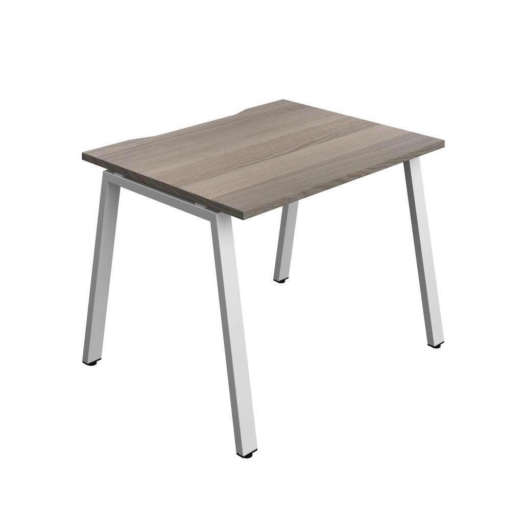 Synergy|1P Bench Desk|Cut Out|A-Frame|1000X800|Grey Oak-Silver