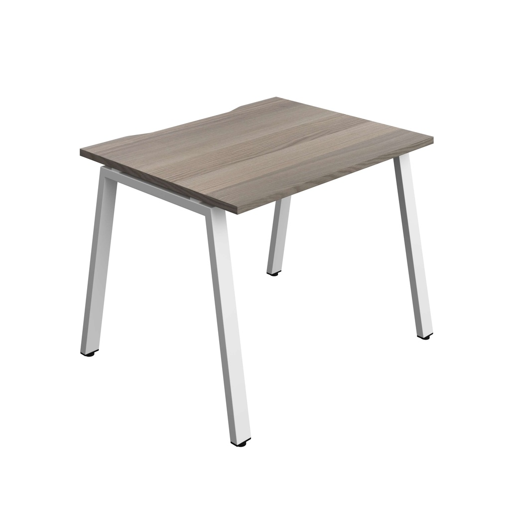 Synergy Bench With Cut Out: 1 Person (Fsc) | A-Frame Leg | 1000 X 800 | Grey Oak/White