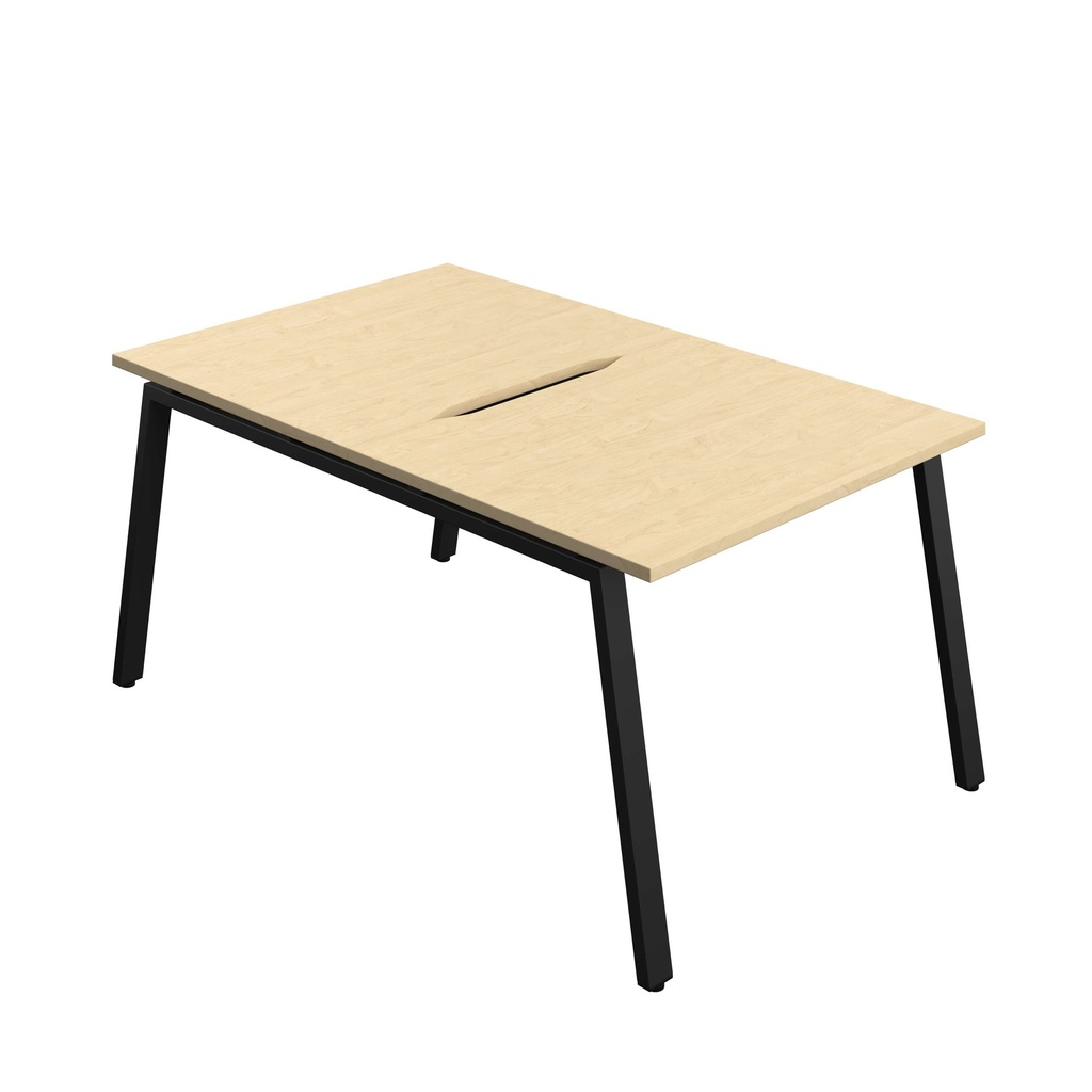 Synergy Bench With Cut Out: 2 Person (Fsc) | A-Frame Leg | 1000 X 800 | Maple/Black