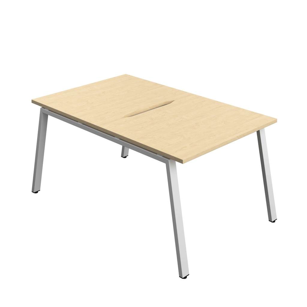 Synergy Bench With Cut Out: 2 Person (Fsc) | A-Frame Leg | 1000 X 800 | Maple/Silver