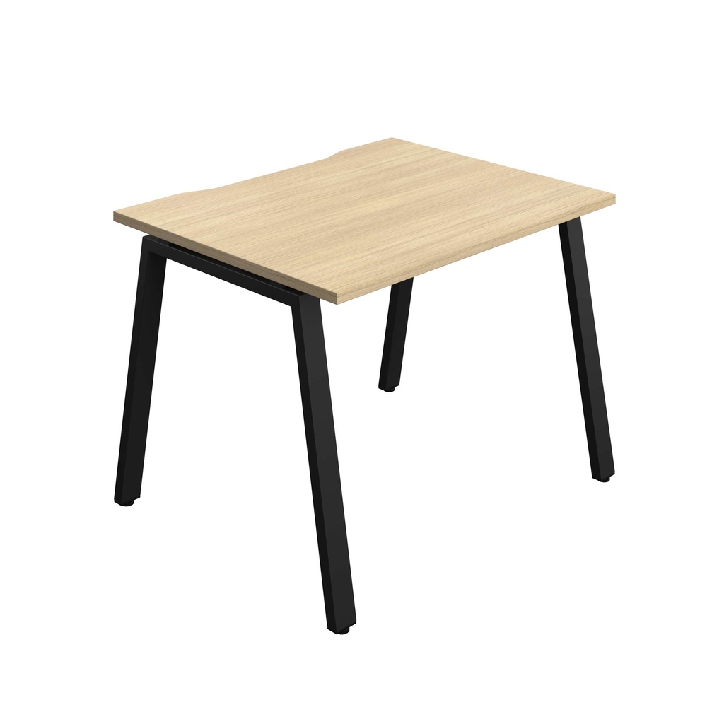 Synergy Bench With Cut Out: 1 Person (Fsc) | A-Frame Leg | 1000 X 800 | Nova Oak/Black
