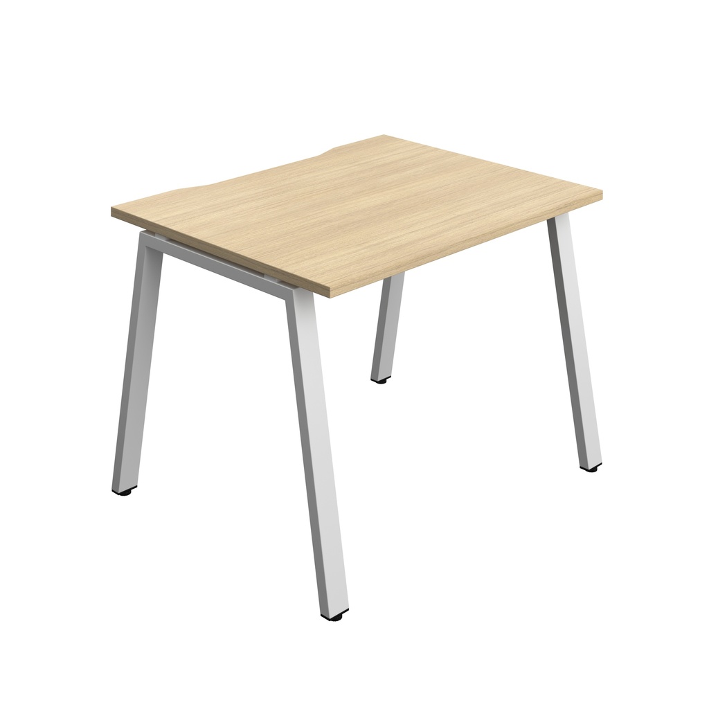 Synergy Bench With Cut Out: 1 Person (Fsc) | A-Frame Leg | 1000 X 800 | Nova Oak/Silver