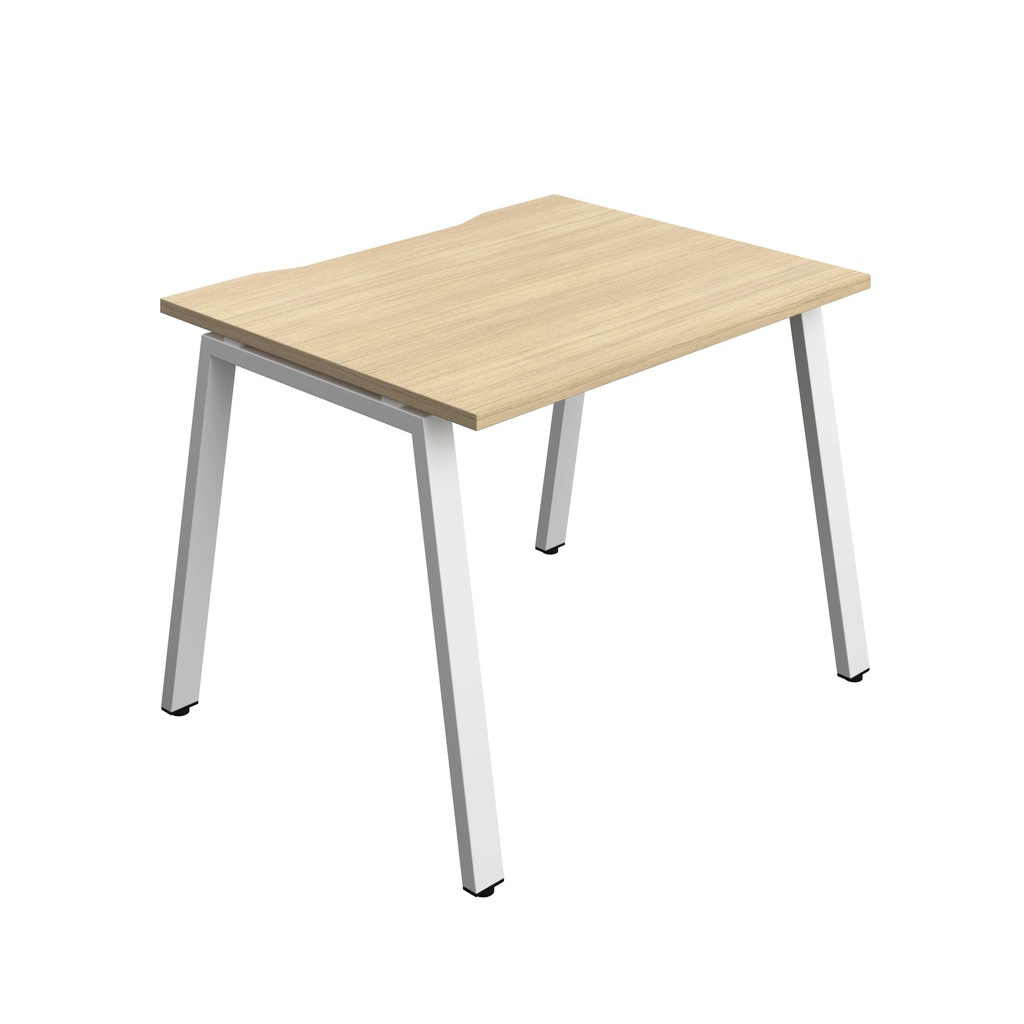 Synergy Bench With Cut Out: 1 Person (Fsc) | A-Frame Leg | 1000 X 800 | Nova Oak/White