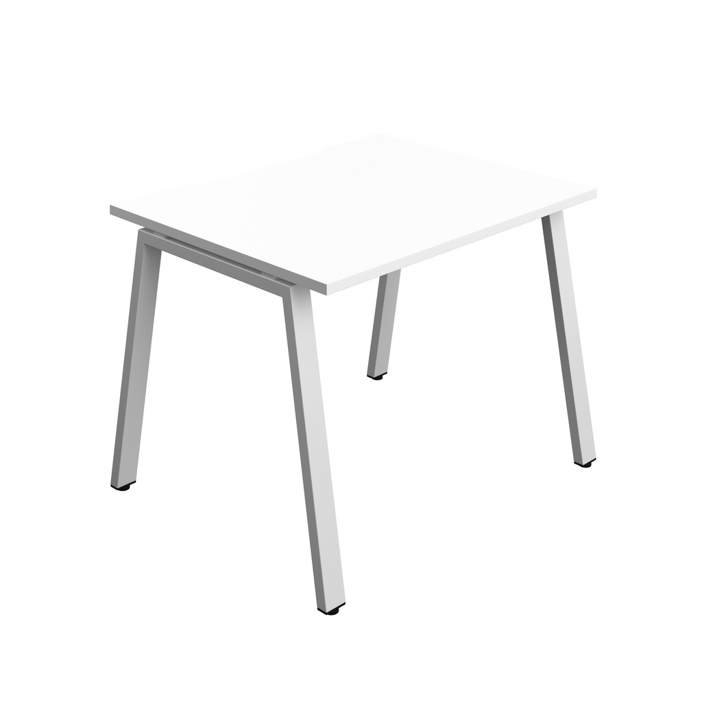 Synergy|1P Bench Desk|Cut Out|A-Frame|1000X800|White-Silver