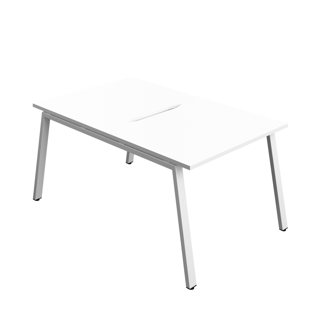 Synergy|2P Bench Desk|Cut Out|A-Frame|1000X800|White-White