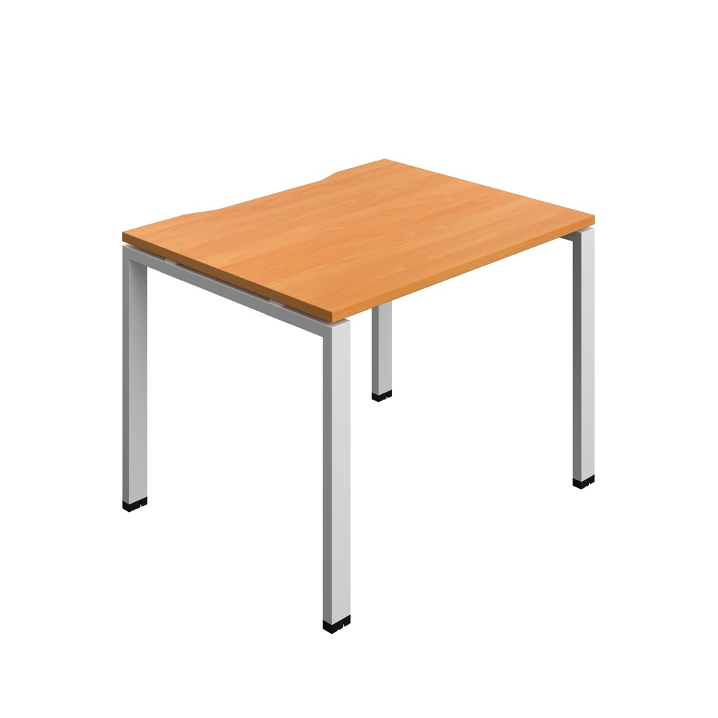 Synergy|1P Bench Desk|Cut Out|Goal Post|1000X800|Beech-Silver