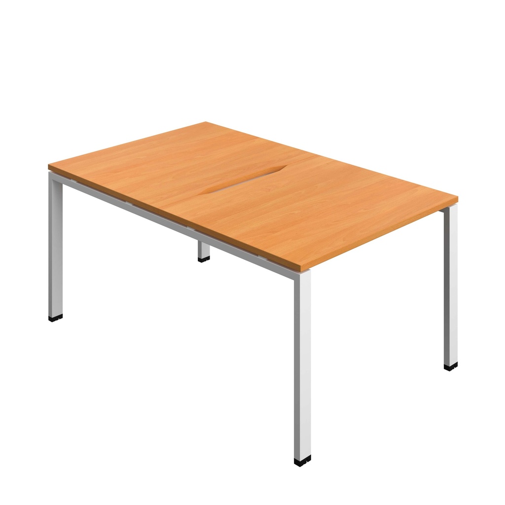 Synergy Bench With Cut Out: 2 Person (Fsc) | Goal Post Leg | 1000 X 800 | Beech/White