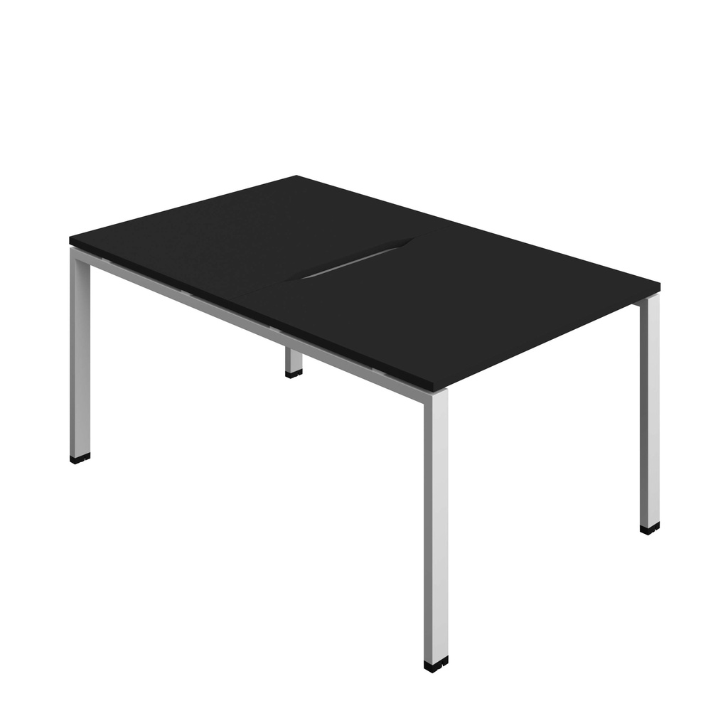 Synergy Bench With Cut Out: 2 Person (Fsc) | Goal Post Leg | 1000 X 800 | Black/Silver