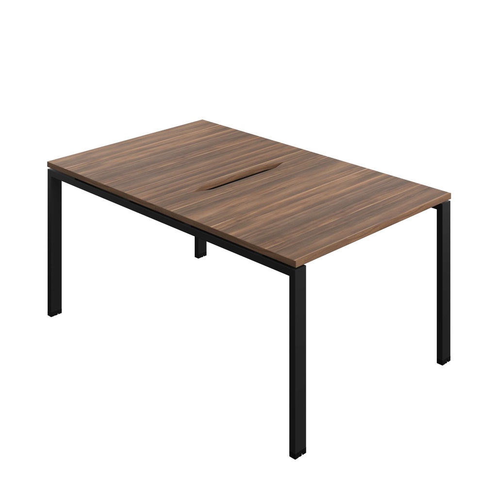 Synergy Bench With Cut Out: 2 Person (Fsc) | Goal Post Leg | 1000 X 800 | Dark Walnut/Black