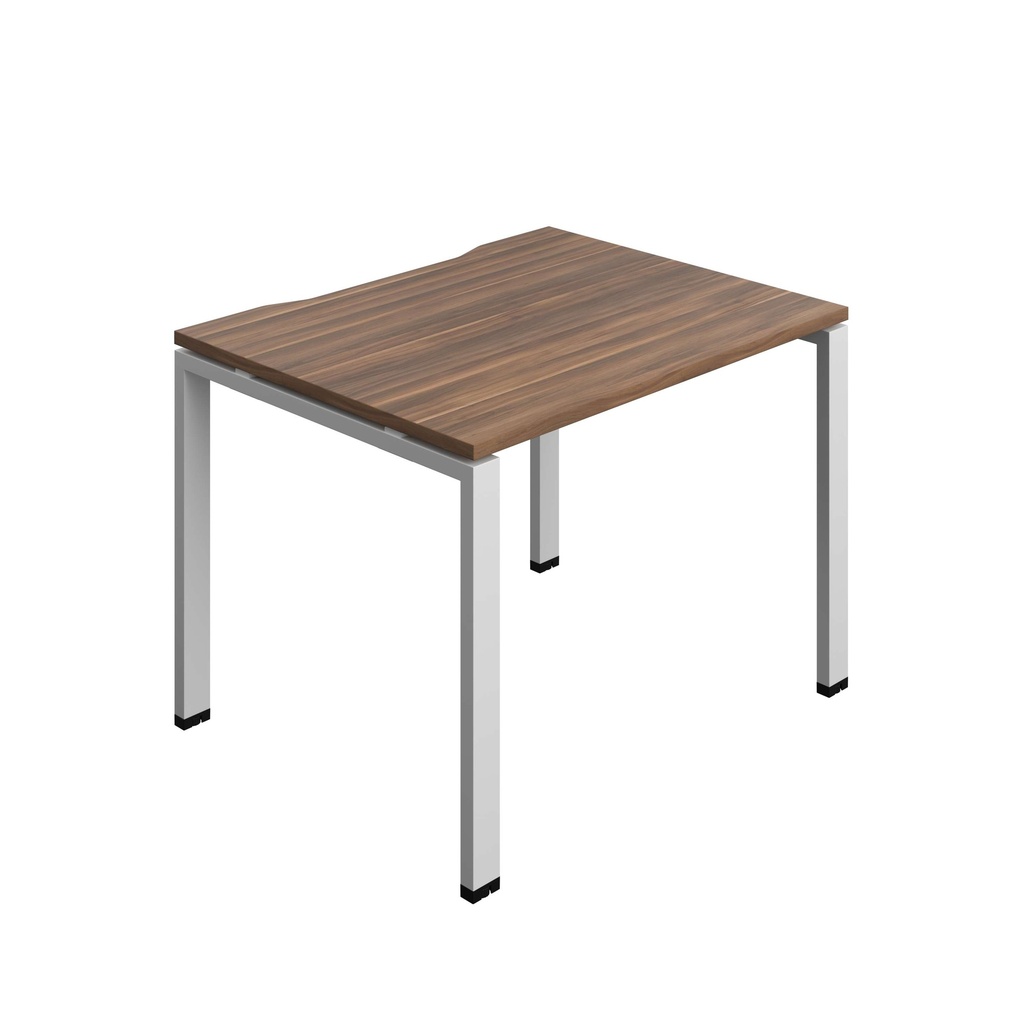 Synergy Bench With Cut Out: 1 Person (Fsc) | Goal Post Leg | 1000 X 800 | Dark Walnut/Silver