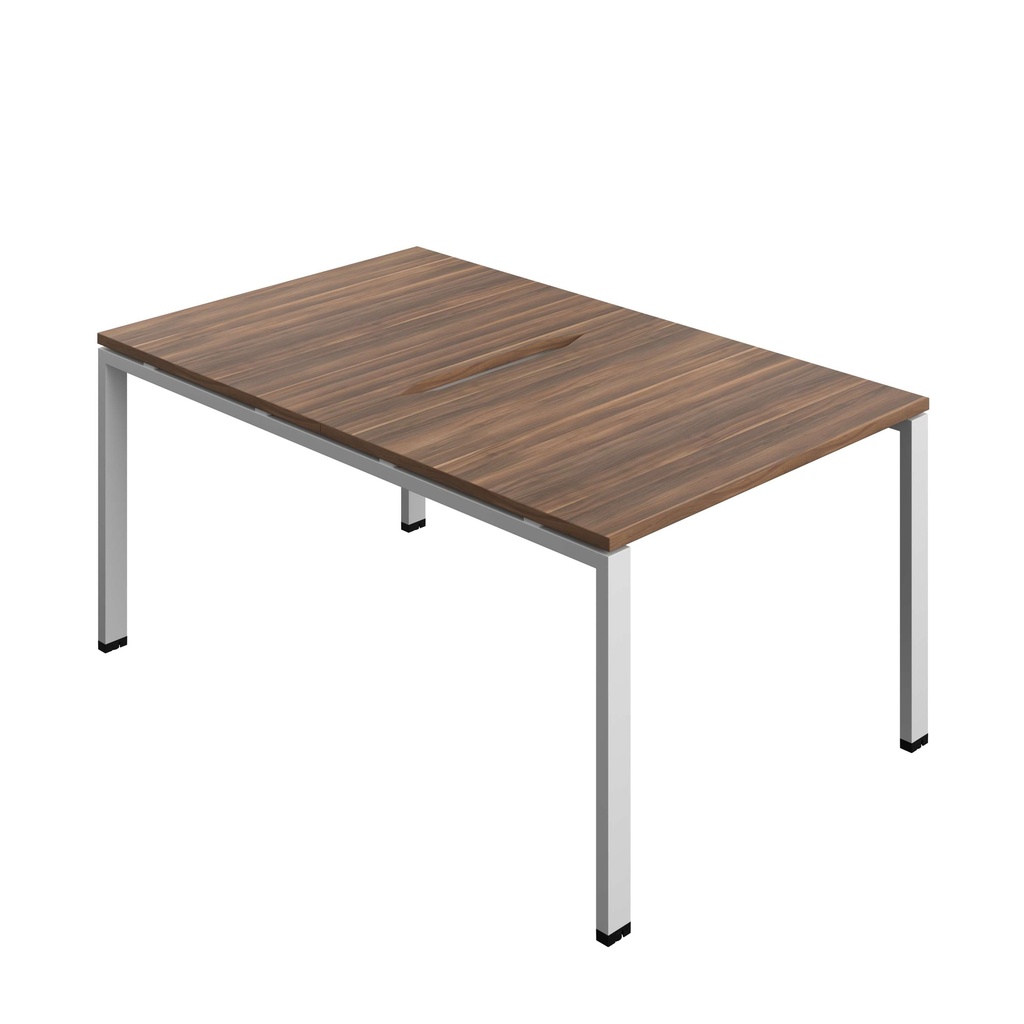 Synergy Bench With Cut Out: 2 Person (Fsc) | Goal Post Leg | 1000 X 800 | Dark Walnut/Silver