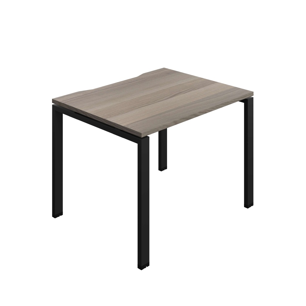 Synergy Bench With Cut Out: 1 Person (Fsc) | Goal Post Leg | 1000 X 800 | Grey Oak/Black