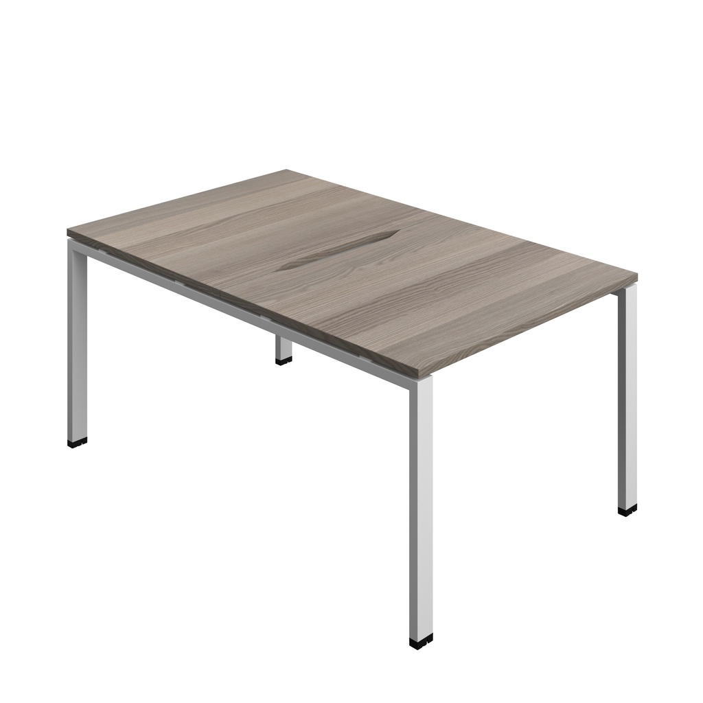 Synergy|2P Bench Desk|Cut Out|Goal Post|1000X800|Grey Oak-Silver